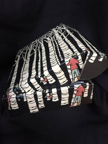 Custom Gift Box with Tree artwork  by Elizabeth VanDuine printed on it